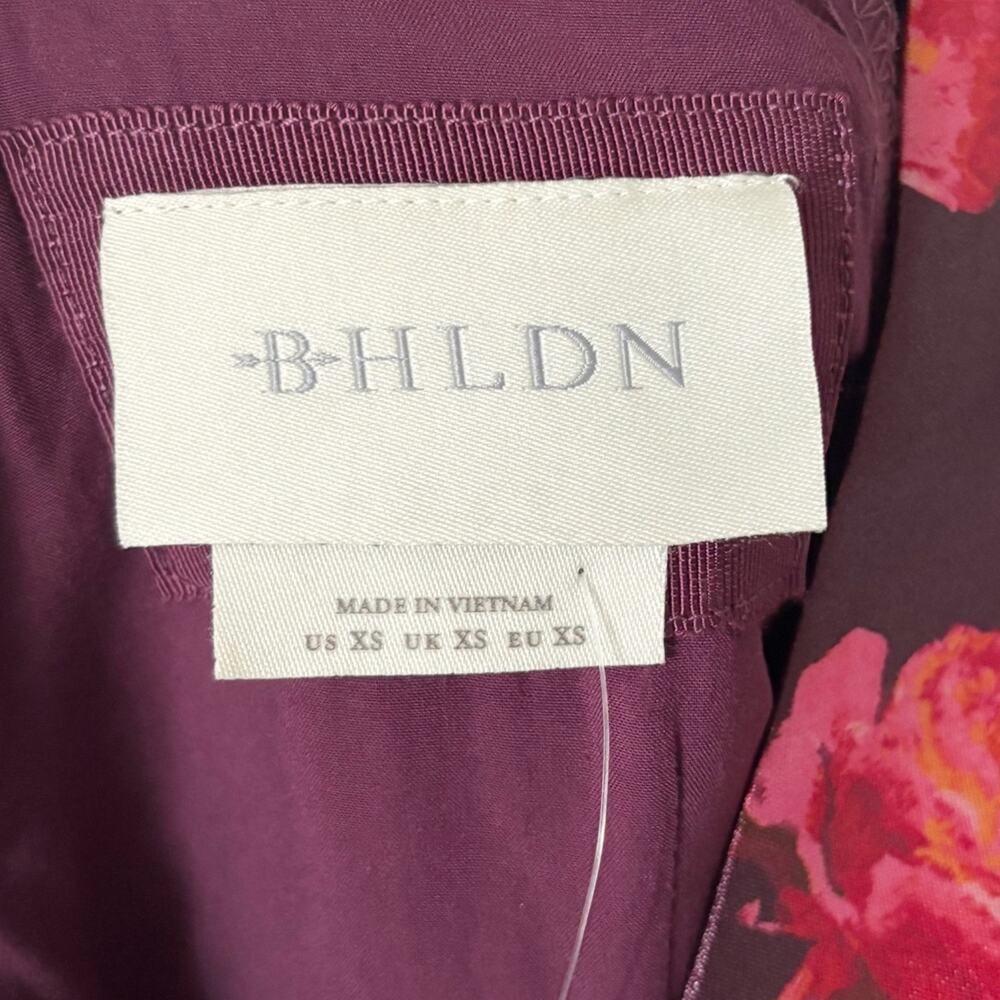 BHLDN Aliana Long Sleeve V Neck Floral Organza Mini Dress XS Red NWT - Picture 7 of 11
